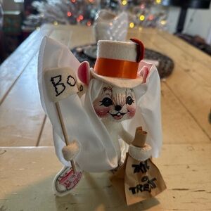 Annalee White and Orange Halloween Mouse Decor